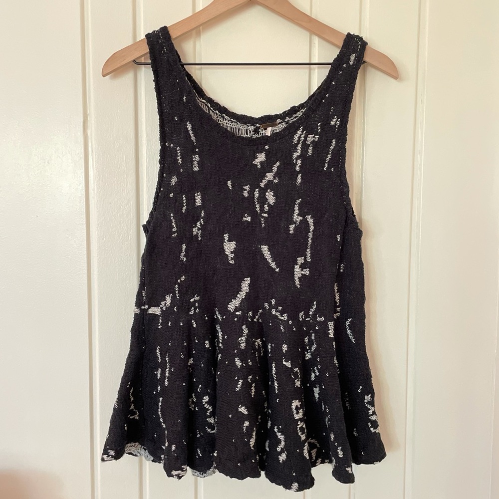 Free People Black and White Sequin Tank Top